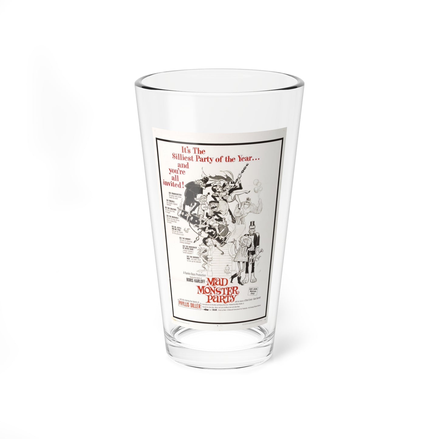 MAD MONSTER PARTY 1967 Movie Poster - Pint Glass 16oz-16oz-Go Mug Yourself