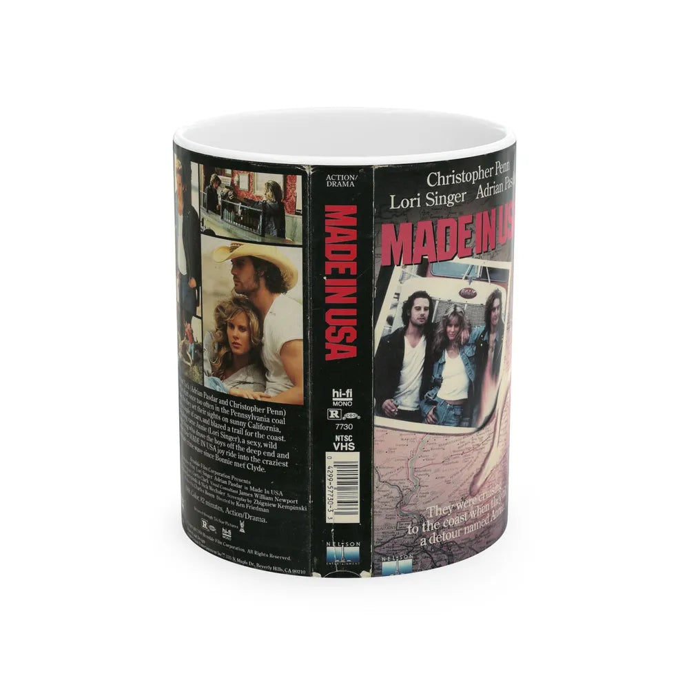 MADE IN THE USA CHRISTOPHER PENN LORI SINGER ADRIAN PASDAR (VHS COVER) - White Coffee Mug-11oz-Go Mug Yourself