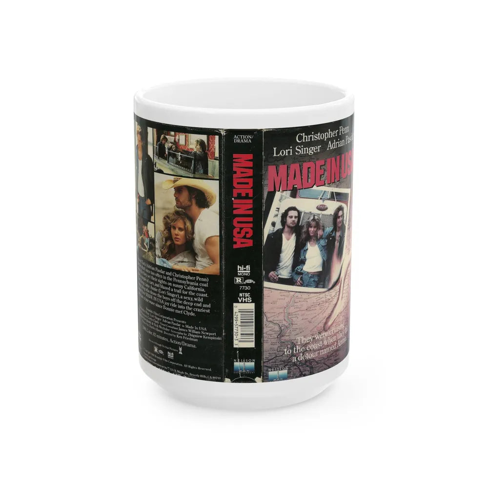 MADE IN THE USA CHRISTOPHER PENN LORI SINGER ADRIAN PASDAR (VHS COVER) - White Coffee Mug-15oz-Go Mug Yourself