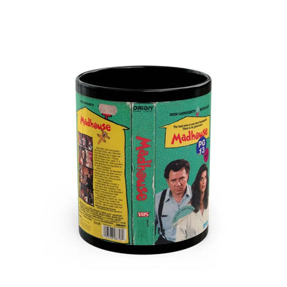 MADHOUSE JOHN LARROQUETTE KIRSTIE ALLEY (VHS COVER) - Black Coffee Mug 11oz - Go Mug Yourself
