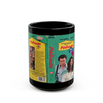 MADHOUSE JOHN LARROQUETTE KIRSTIE ALLEY (VHS COVER) - Black Coffee Mug 15oz - Go Mug Yourself