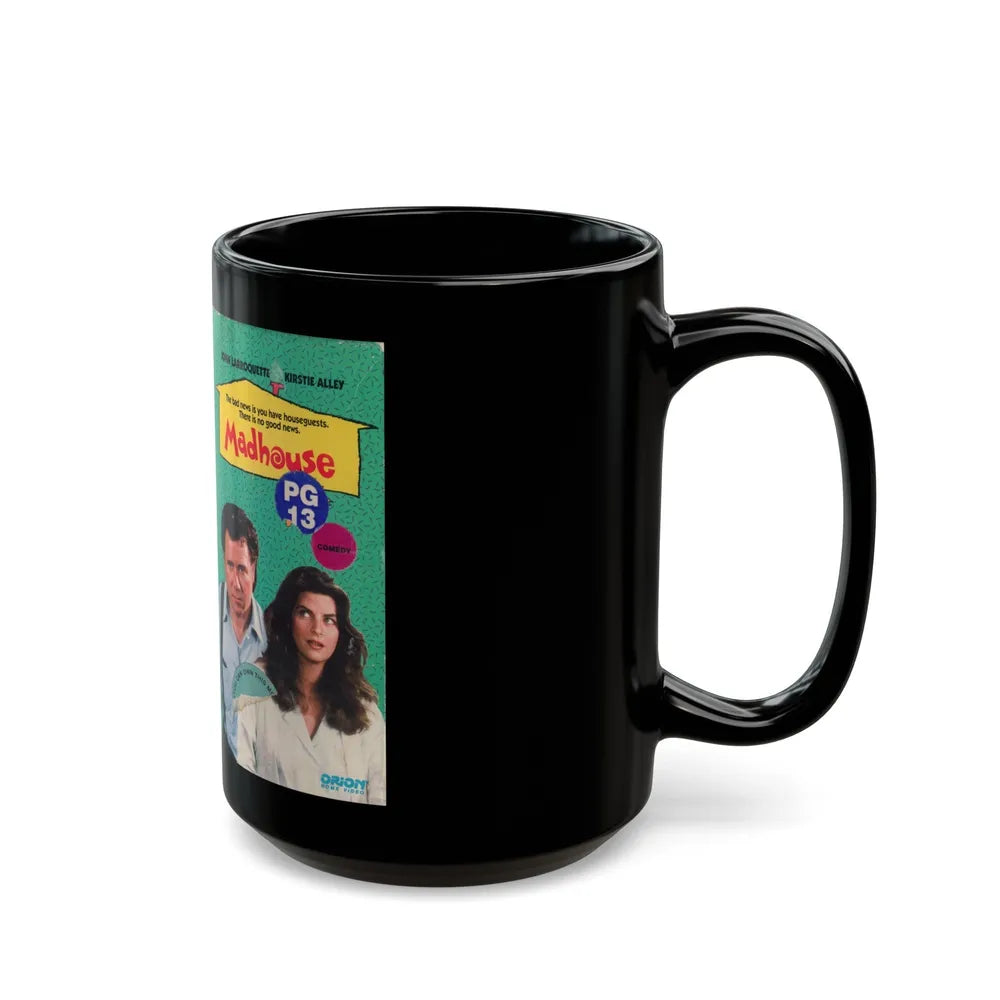 MADHOUSE JOHN LARROQUETTE KIRSTIE ALLEY (VHS COVER) - Black Coffee Mug-Go Mug Yourself