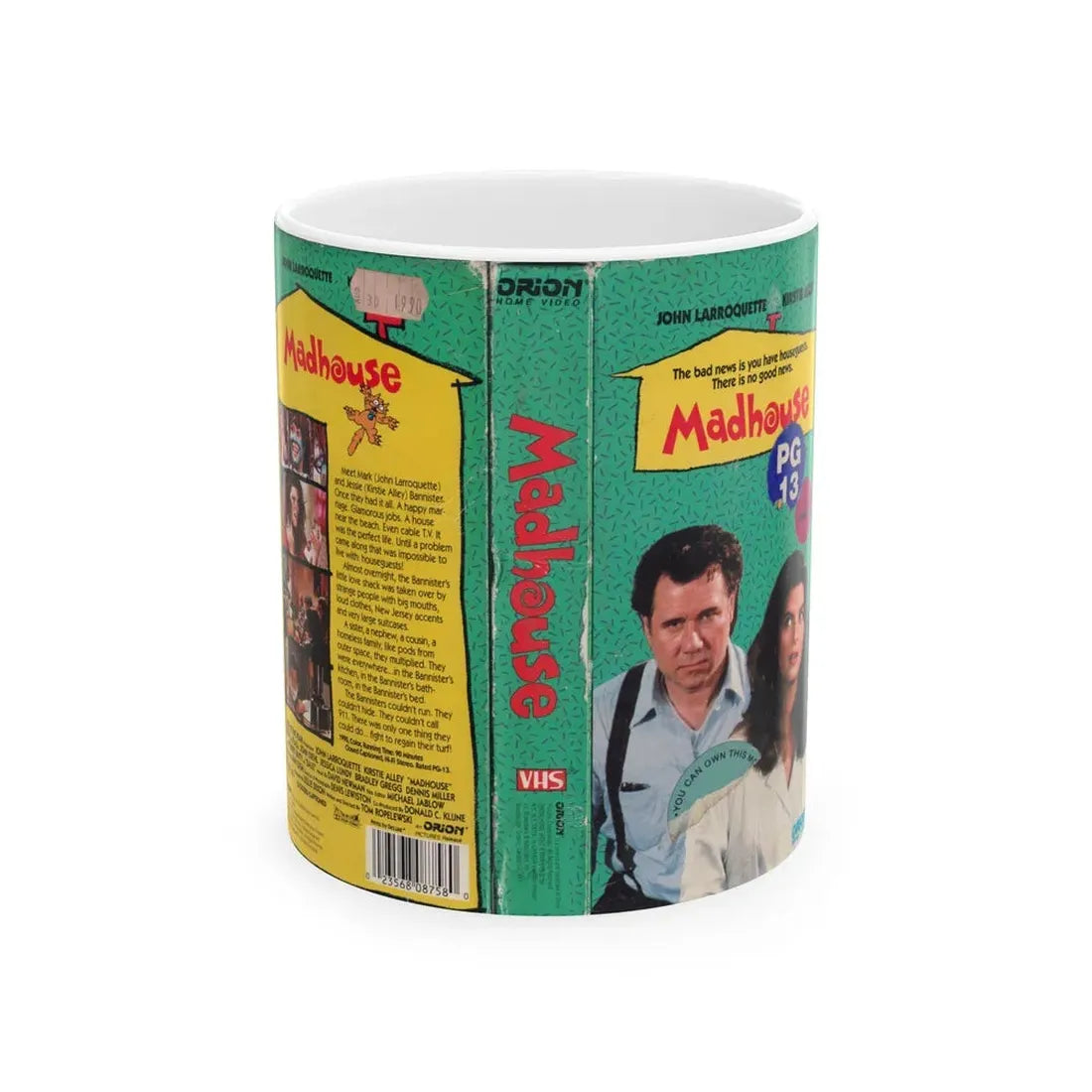 MADHOUSE JOHN LARROQUETTE KIRSTIE ALLEY (VHS COVER) - White Coffee Mug 11oz - Go Mug Yourself