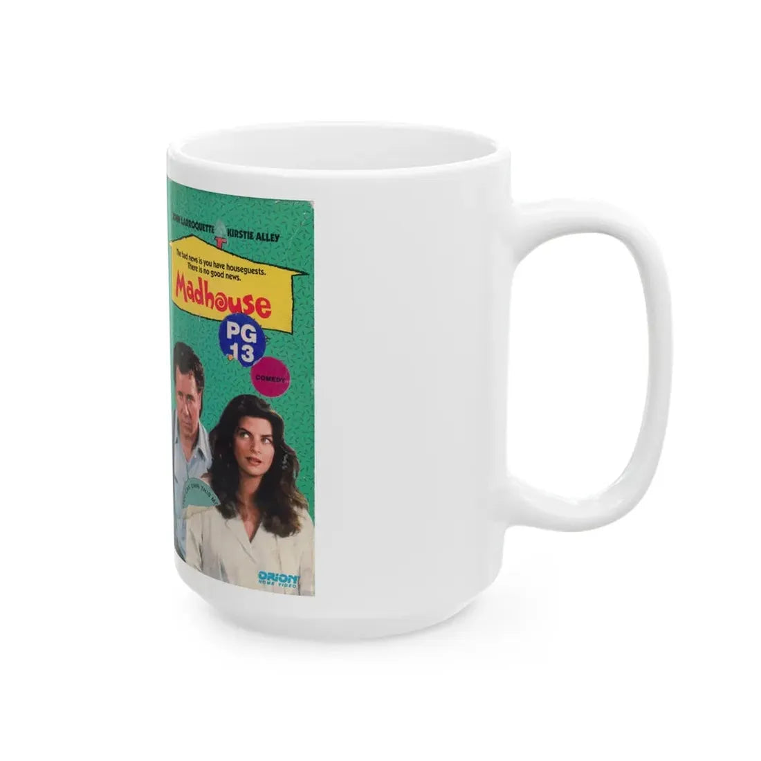 MADHOUSE JOHN LARROQUETTE KIRSTIE ALLEY (VHS COVER) - White Coffee Mug - Go Mug Yourself