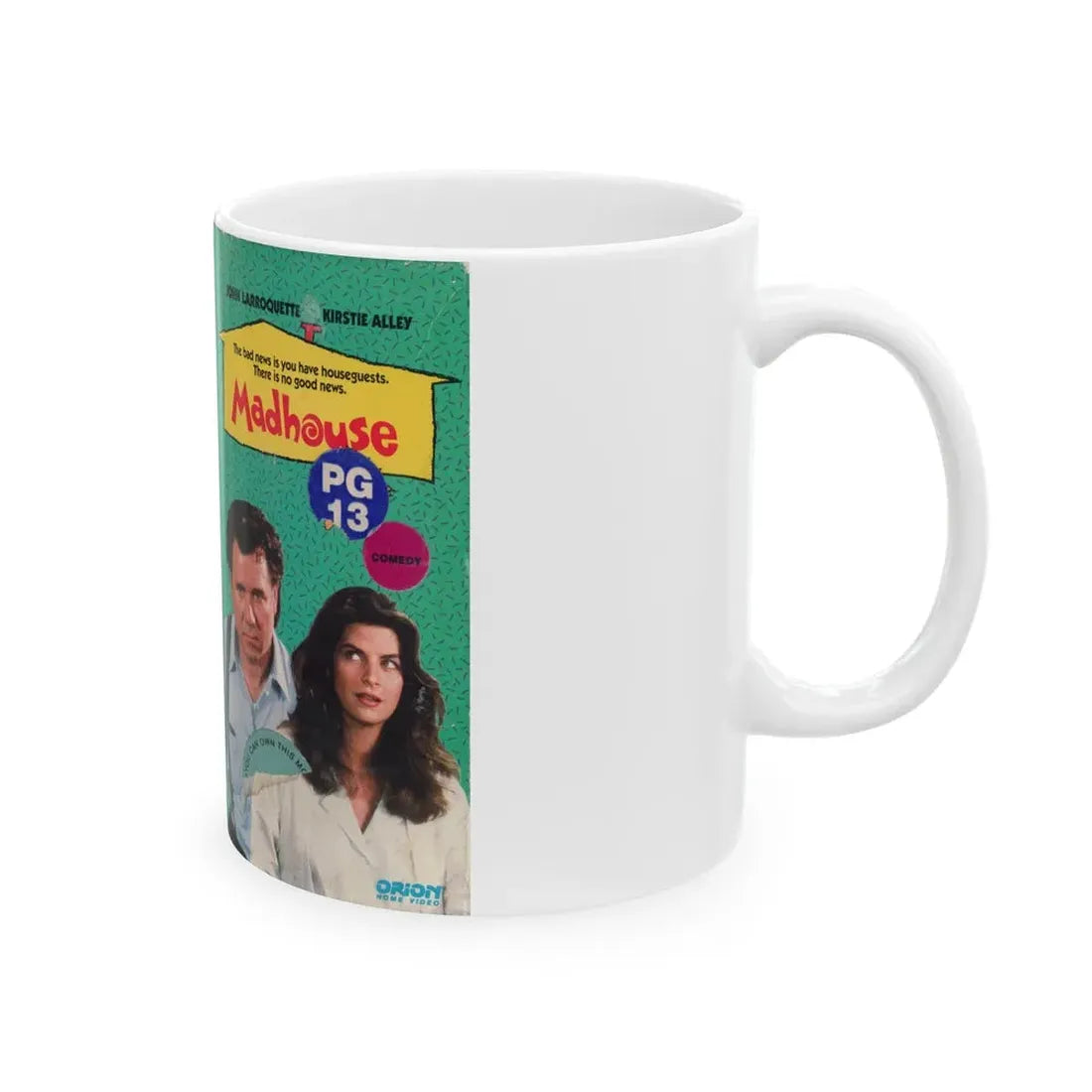 MADHOUSE JOHN LARROQUETTE KIRSTIE ALLEY (VHS COVER) - White Coffee Mug - Go Mug Yourself