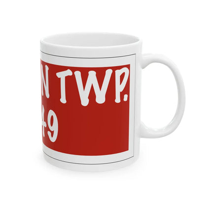 Madison Township Route 49 Perry County Ohio (Ohio) (Road Sign) White Coffee Mug - Go Mug Yourself