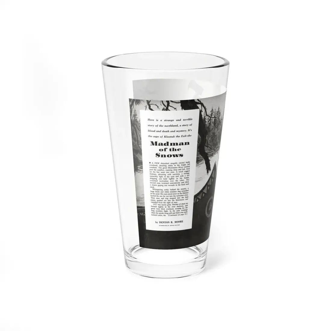 Madman of the Snows, Men's Pictorial, October, 1957 - Pint Glass 16oz - Go Mug Yourself
