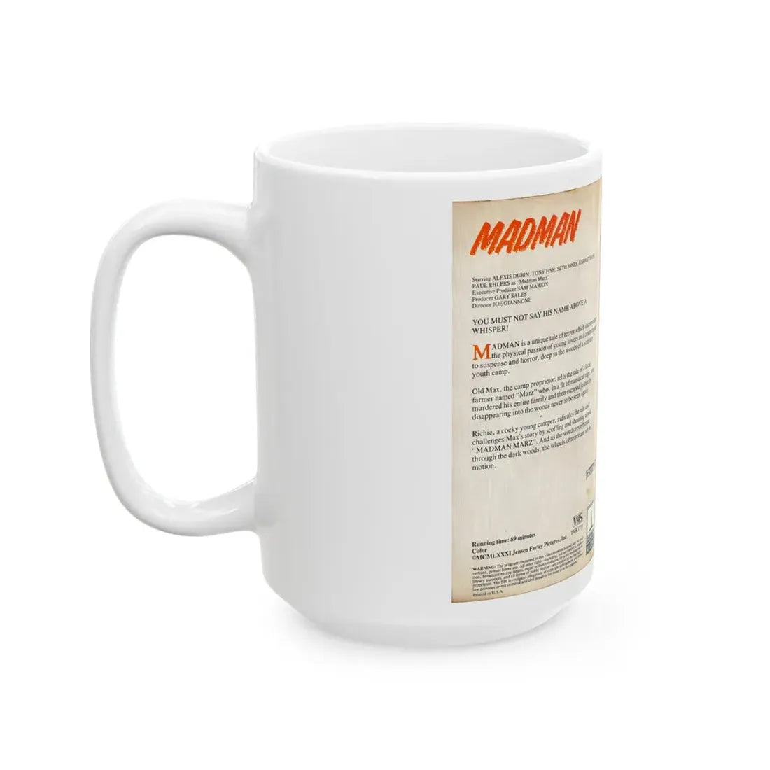 MADMAN (VHS COVER) - White Coffee Mug - Go Mug Yourself