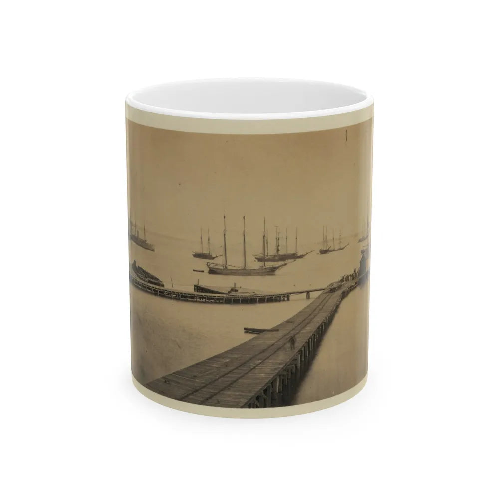 Magazine Wharf, City Point; January 1865 (U.S. Civil War) White Coffee Mug-11oz-Go Mug Yourself