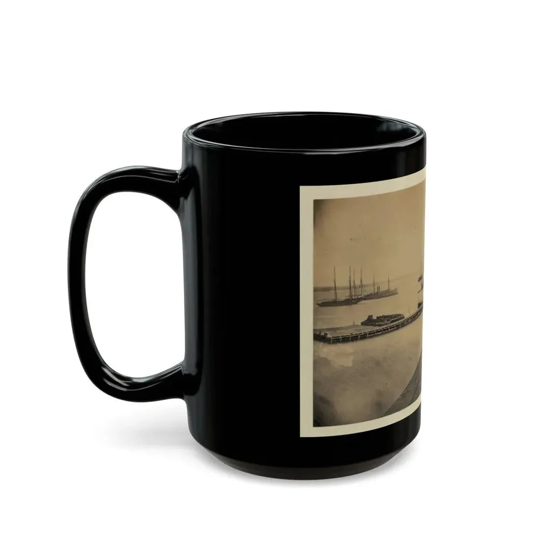 Magazine Wharf, City Point; January 1865 (U.S. Civil War) Black Coffee Mug - Go Mug Yourself