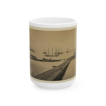Magazine Wharf, City Point; January 1865 (U.S. Civil War) White Coffee Mug 15oz - Go Mug Yourself