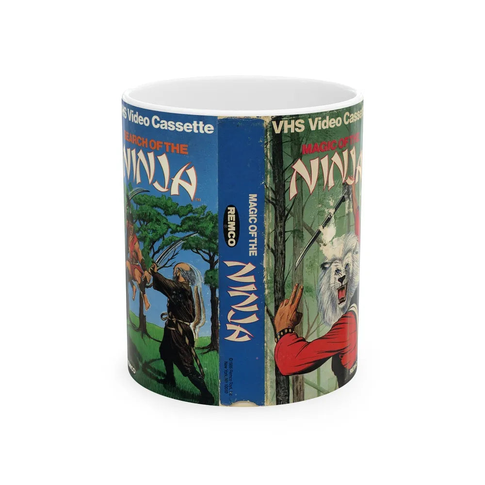 MAGIC OF THE NINJA AND SEARCH OF THE NINJA (VHS COVER) - White Coffee Mug-11oz-Go Mug Yourself