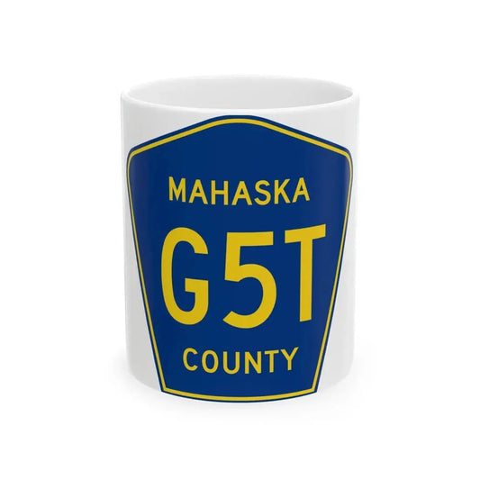 Mahaska County Route G5T IA (Iowa) (Road Sign) White Coffee Mug 11oz - Go Mug Yourself