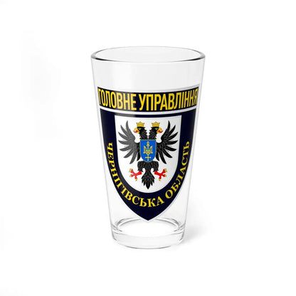 Main Directorate of the National Police in Chernihiv Oblast with lesser COA (Ukraine) Pint Glass 16oz 16oz - Go Mug Yourself