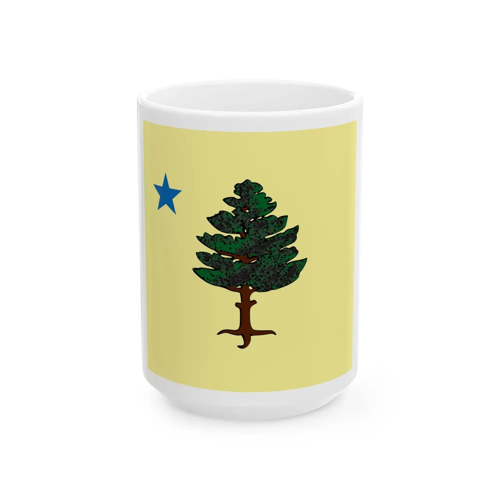 Maine 1901 Flag Emblem (United States) White Coffee Mug 15oz - Go Mug Yourself