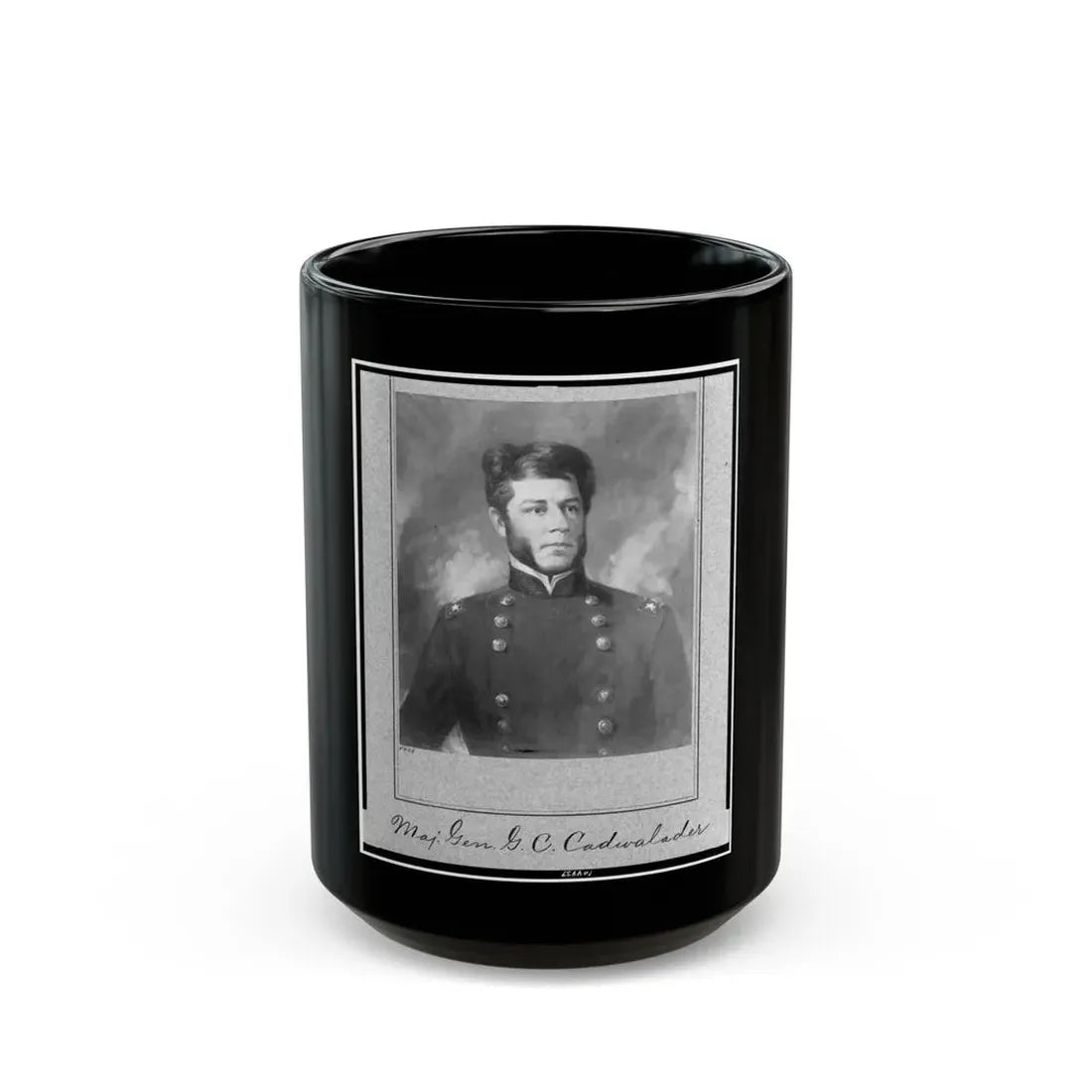 Maj. Gen. G.B. Cadwalader, Half-Length Portrait, Facing Right (U.S. Civil War) Black Coffee Mug 15oz - Go Mug Yourself