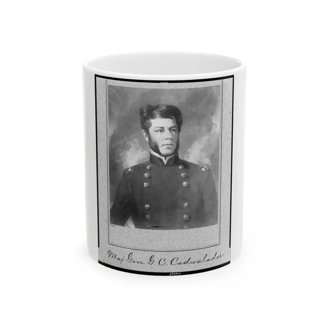 Maj. Gen. G.B. Cadwalader, Half-Length Portrait, Facing Right (U.S. Civil War) White Coffee Mug 11oz - Go Mug Yourself