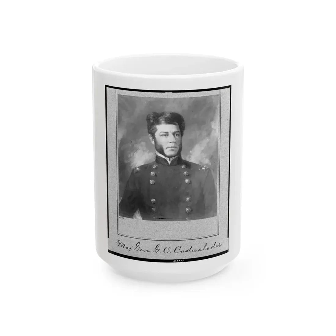 Maj. Gen. G.B. Cadwalader, Half-Length Portrait, Facing Right (U.S. Civil War) White Coffee Mug 15oz - Go Mug Yourself