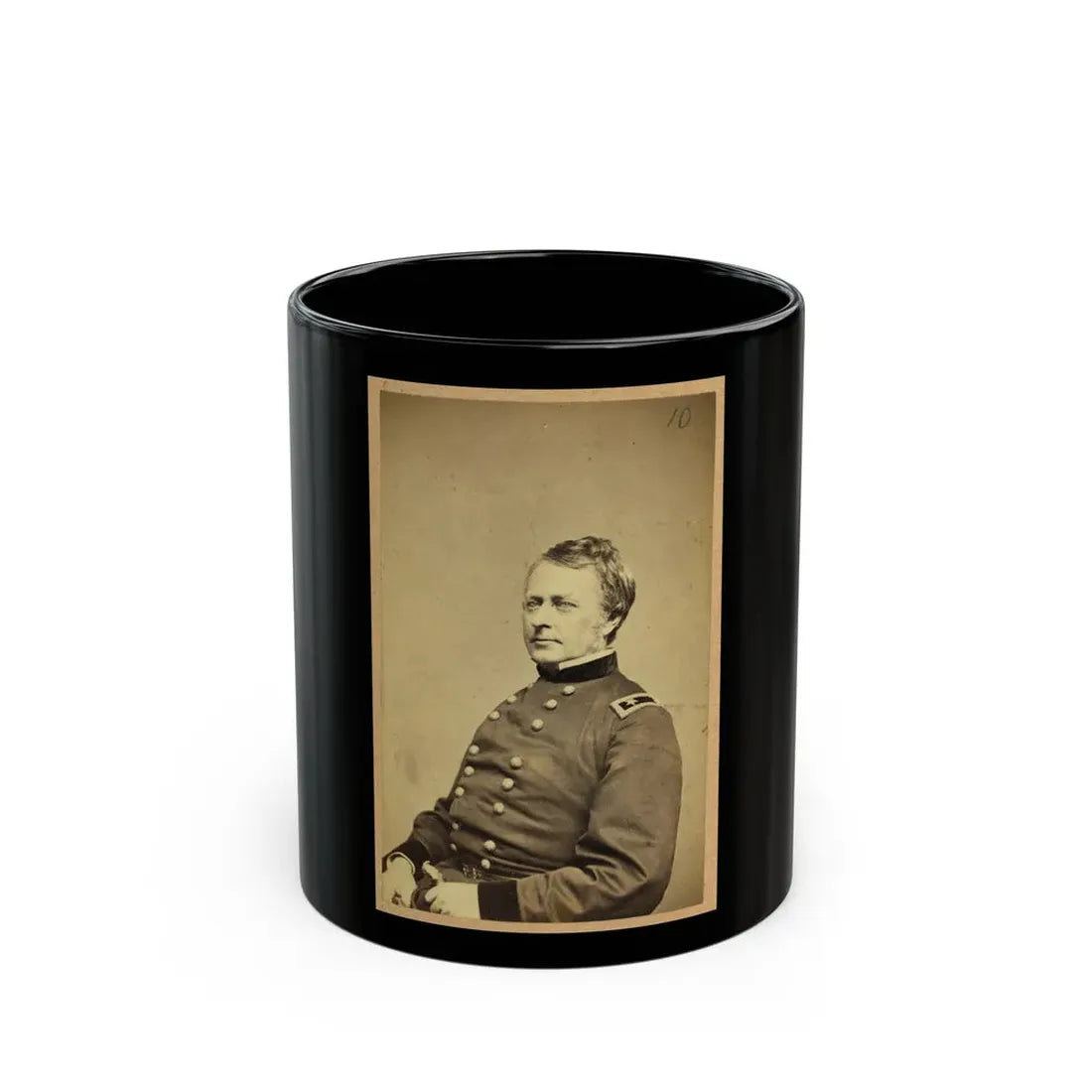 Maj.-Gen. Joseph Hooker, Half-Length Portrait, Seated, Facing Left, Arms Resting On Lap, Wearing Military Uniform (U.S. Civil War) Black Coffee Mug 11oz - Go Mug Yourself