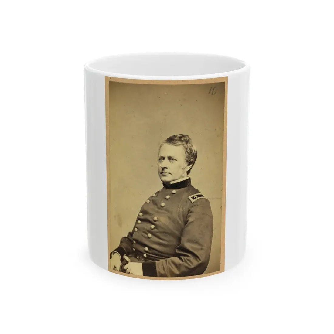 Maj.-Gen. Joseph Hooker, Half-Length Portrait, Seated, Facing Left, Arms Resting On Lap, Wearing Military Uniform (U.S. Civil War) White Coffee Mug 11oz - Go Mug Yourself