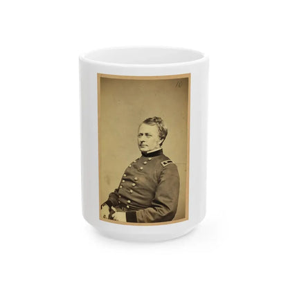 Maj.-Gen. Joseph Hooker, Half-Length Portrait, Seated, Facing Left, Arms Resting On Lap, Wearing Military Uniform (U.S. Civil War) White Coffee Mug 15oz - Go Mug Yourself