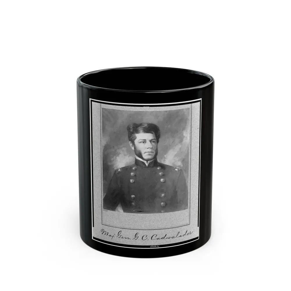 Maj. Gen. G.B. Cadwalader, Half-Length Portrait, Facing Right (U.S. Civil War) Black Coffee Mug-11oz-Go Mug Yourself