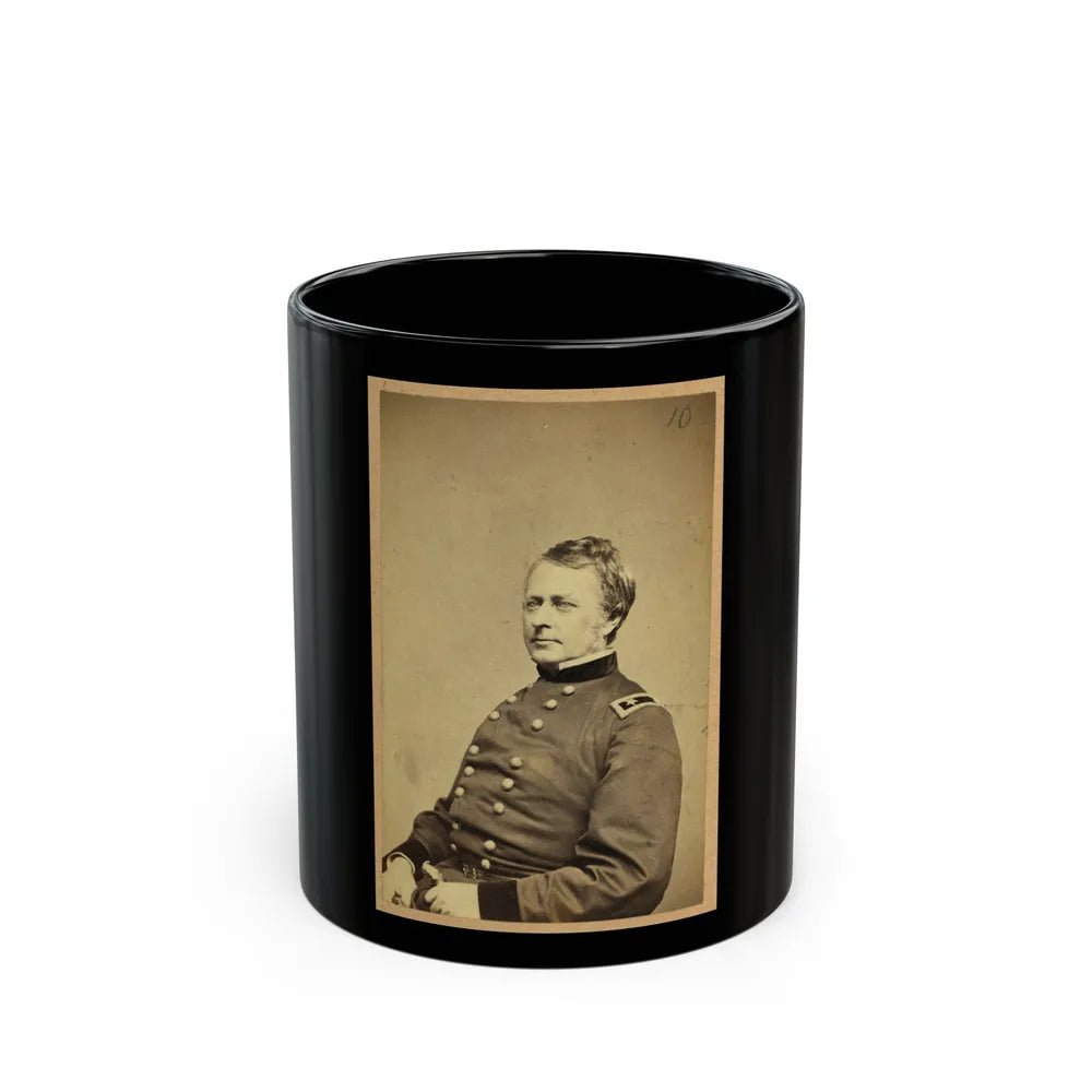 Maj.-Gen. Joseph Hooker, Half-Length Portrait, Seated, Facing Left, Arms Resting On Lap, Wearing Military Uniform (U.S. Civil War) Black Coffee Mug-11oz-Go Mug Yourself