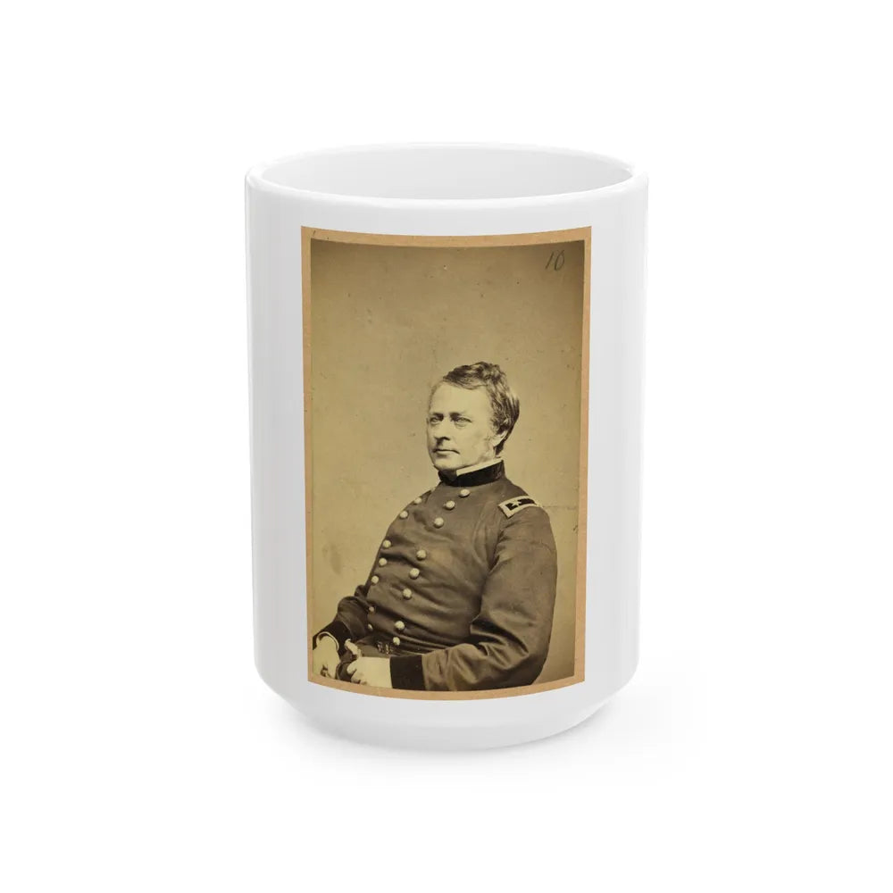 Maj.-Gen. Joseph Hooker, Half-Length Portrait, Seated, Facing Left, Arms Resting On Lap, Wearing Military Uniform (U.S. Civil War) White Coffee Mug-15oz-Go Mug Yourself