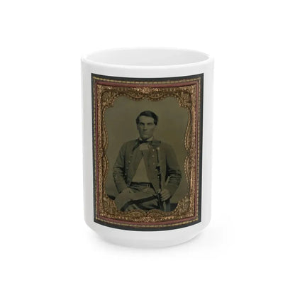 Major Charles Jones Green Of Co. A, 47th Virginia Infantry Regiment, In Uniform With Carved Cane (U.S. Civil War) White Coffee Mug 15oz - Go Mug Yourself
