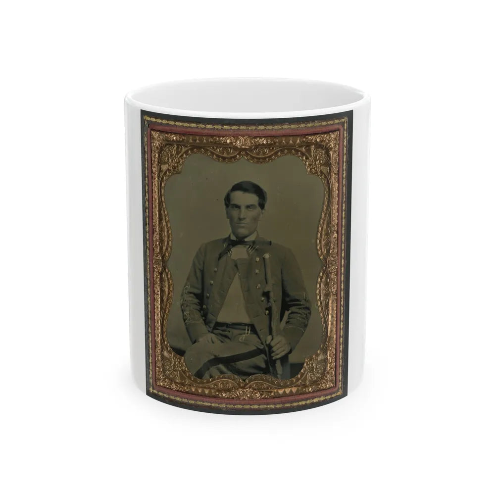 Major Charles Jones Green Of Co. A, 47th Virginia Infantry Regiment, In Uniform With Carved Cane (U.S. Civil War) White Coffee Mug-11oz-Go Mug Yourself