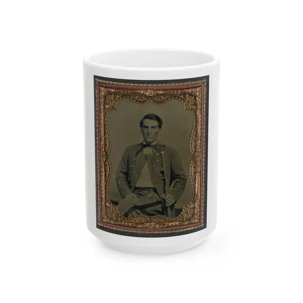 Major Charles Jones Green Of Co. A, 47th Virginia Infantry Regiment, In Uniform With Carved Cane (U.S. Civil War) White Coffee Mug-15oz-Go Mug Yourself