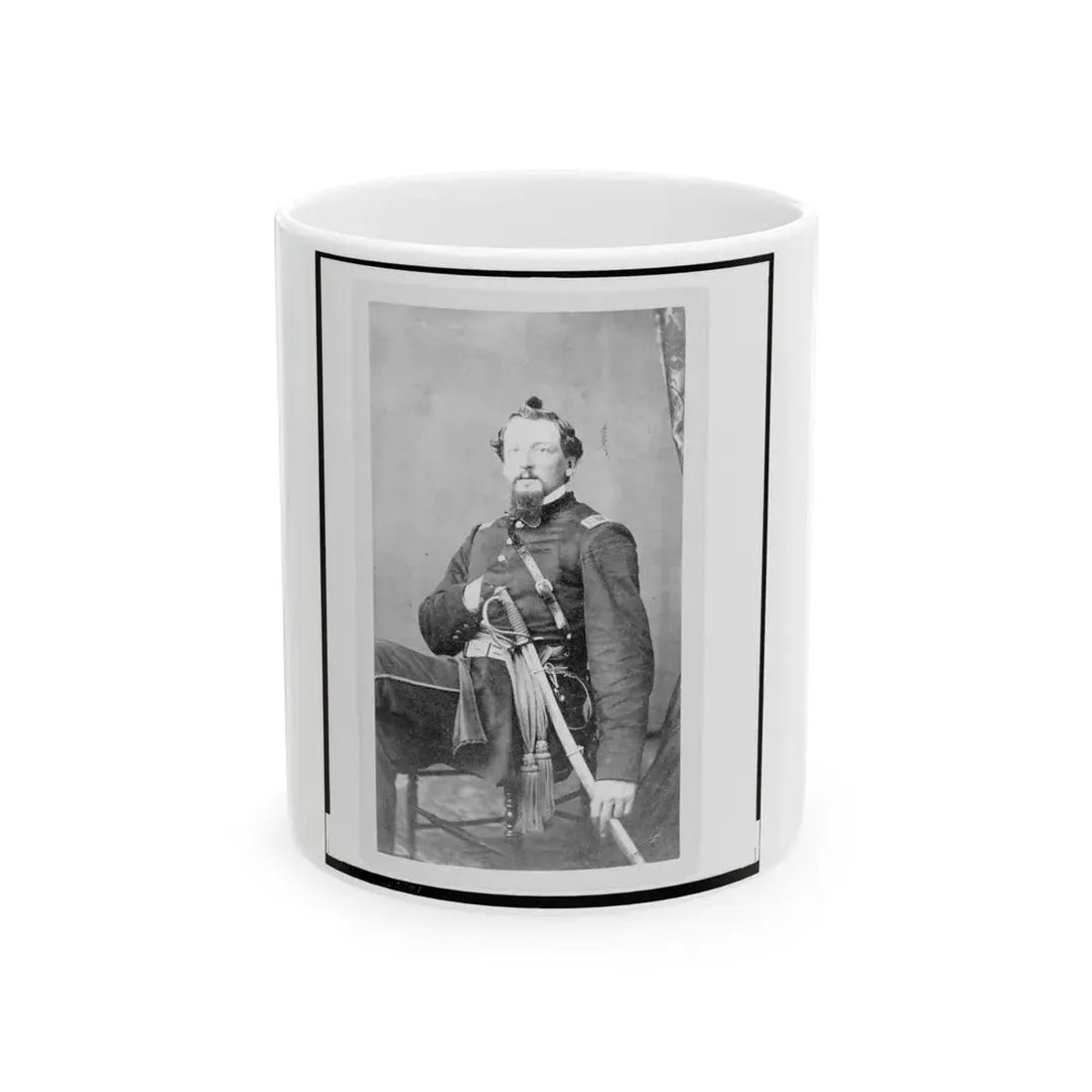 Major Charles S. Cotter, Union Officer, Chief Of Artillery, Full-Length Portrait, Seated, Facing Front (U.S. Civil War) White Coffee Mug 11oz - Go Mug Yourself