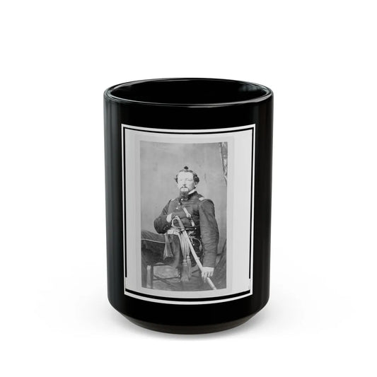 Major Charles S. Cotter, Union Officer, Chief Of Artillery, Full-Length Portrait, Seated, Facing Front (U.S. Civil War) Black Coffee Mug-15oz-Go Mug Yourself