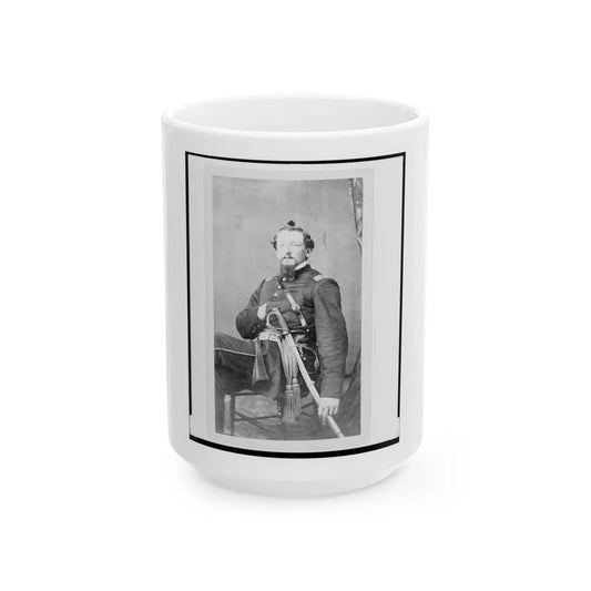 Major Charles S. Cotter, Union Officer, Chief Of Artillery, Full-Length Portrait, Seated, Facing Front (U.S. Civil War) White Coffee Mug-15oz-Go Mug Yourself