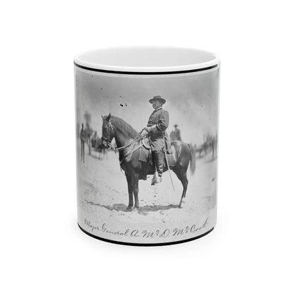 Major General Alexander Mcdowell Mccook, Full-Length Portrait Seated On Horseback, Facing Left (U.S. Civil War) White Coffee Mug-11oz-Go Mug Yourself