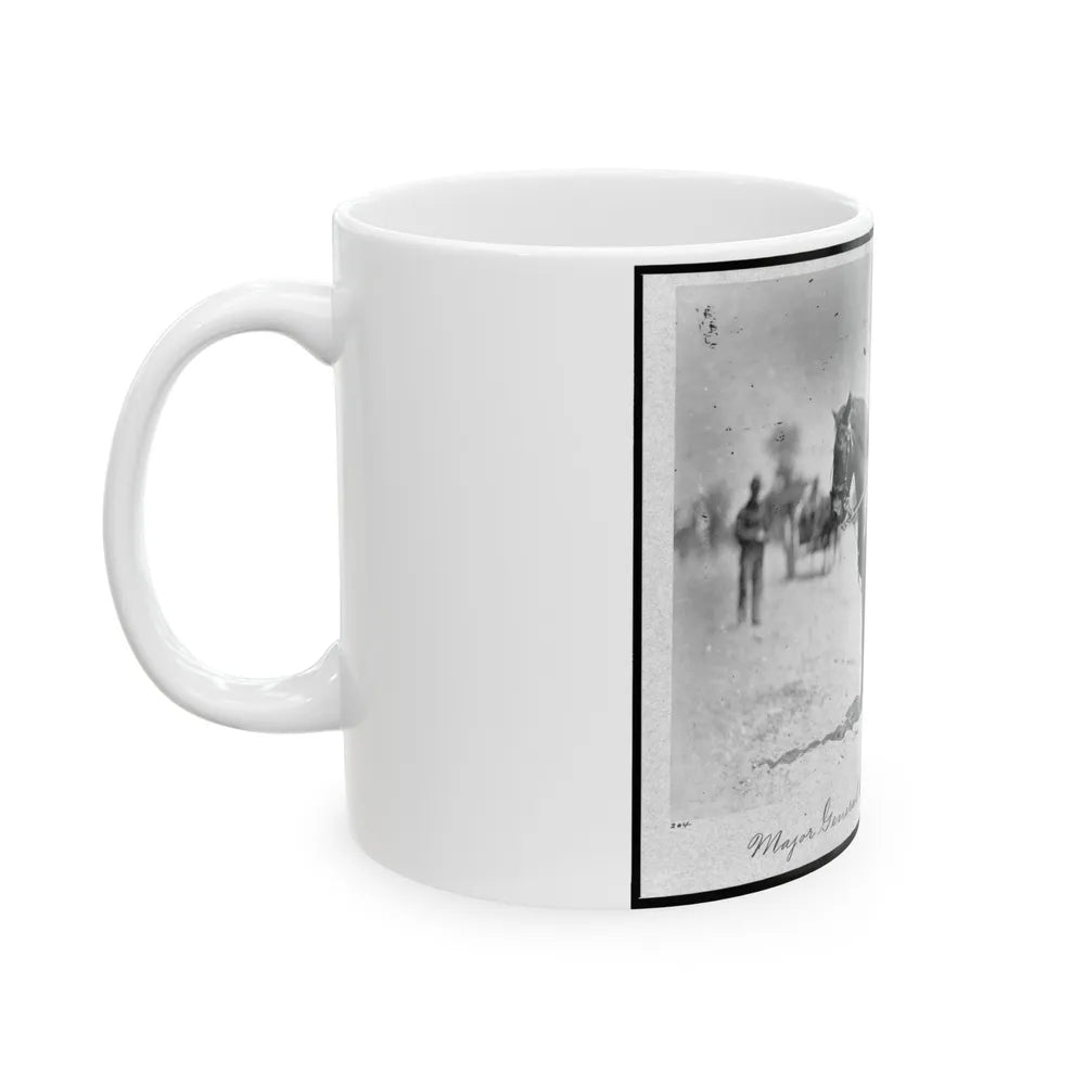 Major General Alexander Mcdowell Mccook, Full-Length Portrait Seated On Horseback, Facing Left (U.S. Civil War) White Coffee Mug-Go Mug Yourself