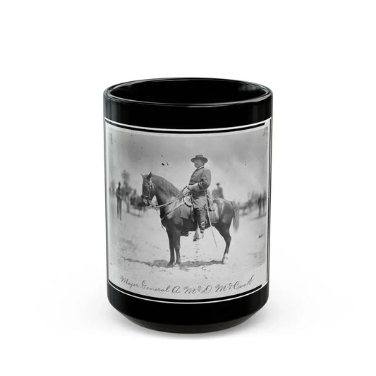 Major General Alexander Mcdowell Mccook, Full-Length Portrait Seated On Horseback, Facing Left (U.S. Civil War) Black Coffee Mug 15oz - Go Mug Yourself