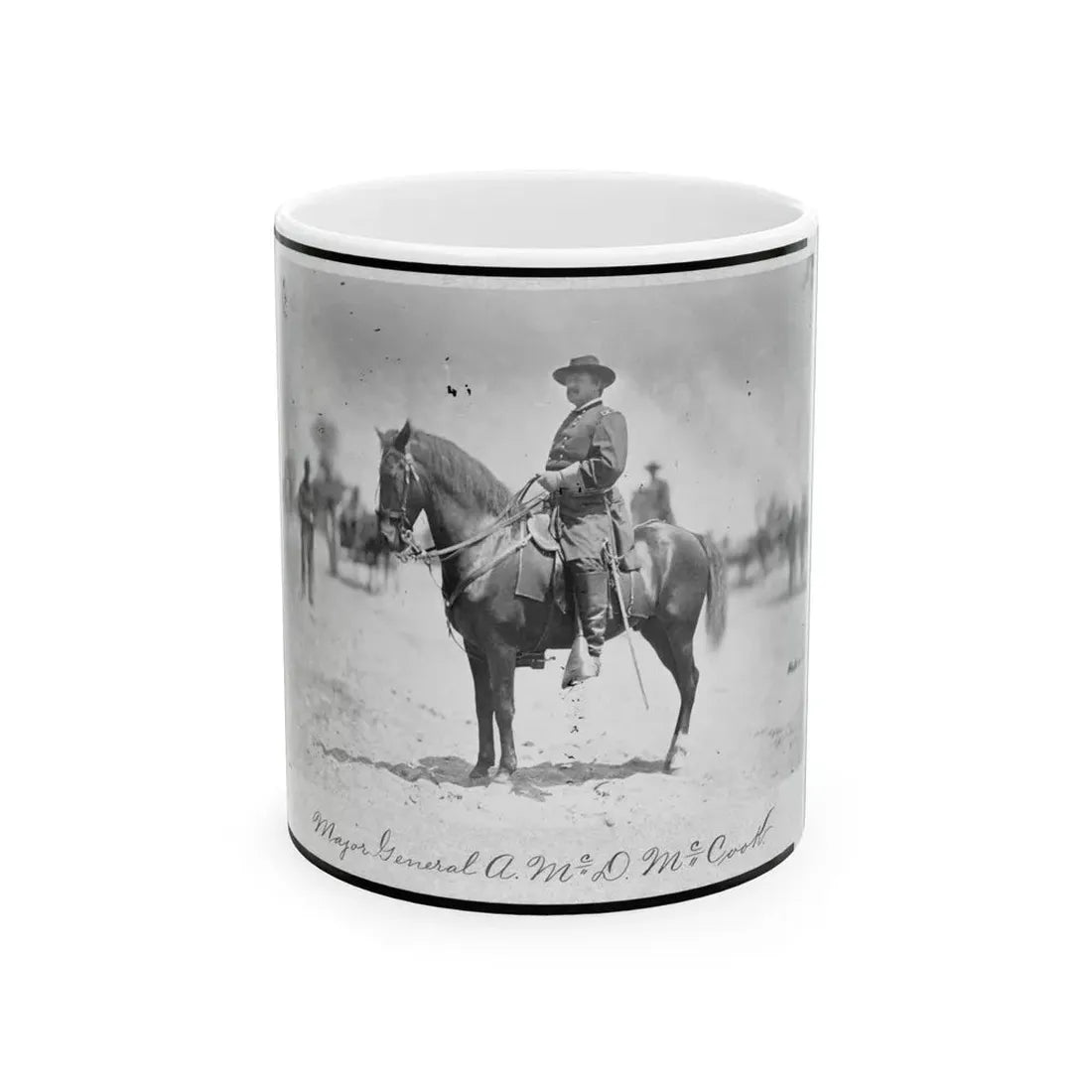 Major General Alexander Mcdowell Mccook, Full-Length Portrait Seated On Horseback, Facing Left (U.S. Civil War) White Coffee Mug 11oz - Go Mug Yourself