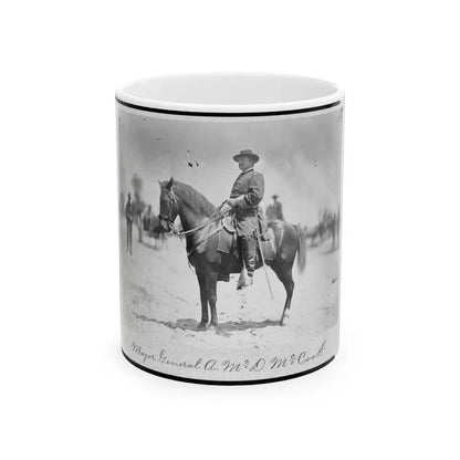 Major General Alexander Mcdowell Mccook, Full-Length Portrait Seated On Horseback, Facing Left (U.S. Civil War) White Coffee Mug 11oz - Go Mug Yourself