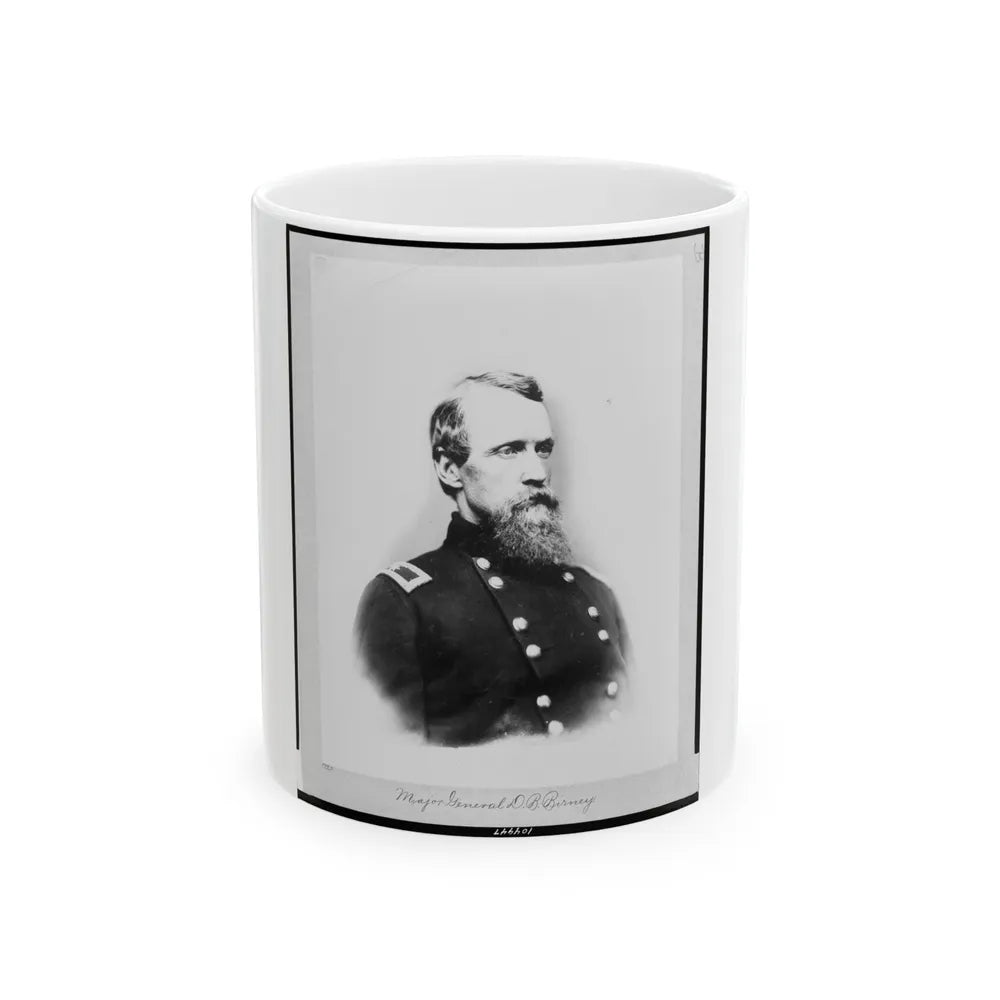 Major General D.B. Birney, Head-And-Shoulders Portrait, Facing Right (U.S. Civil War) White Coffee Mug-11oz-Go Mug Yourself