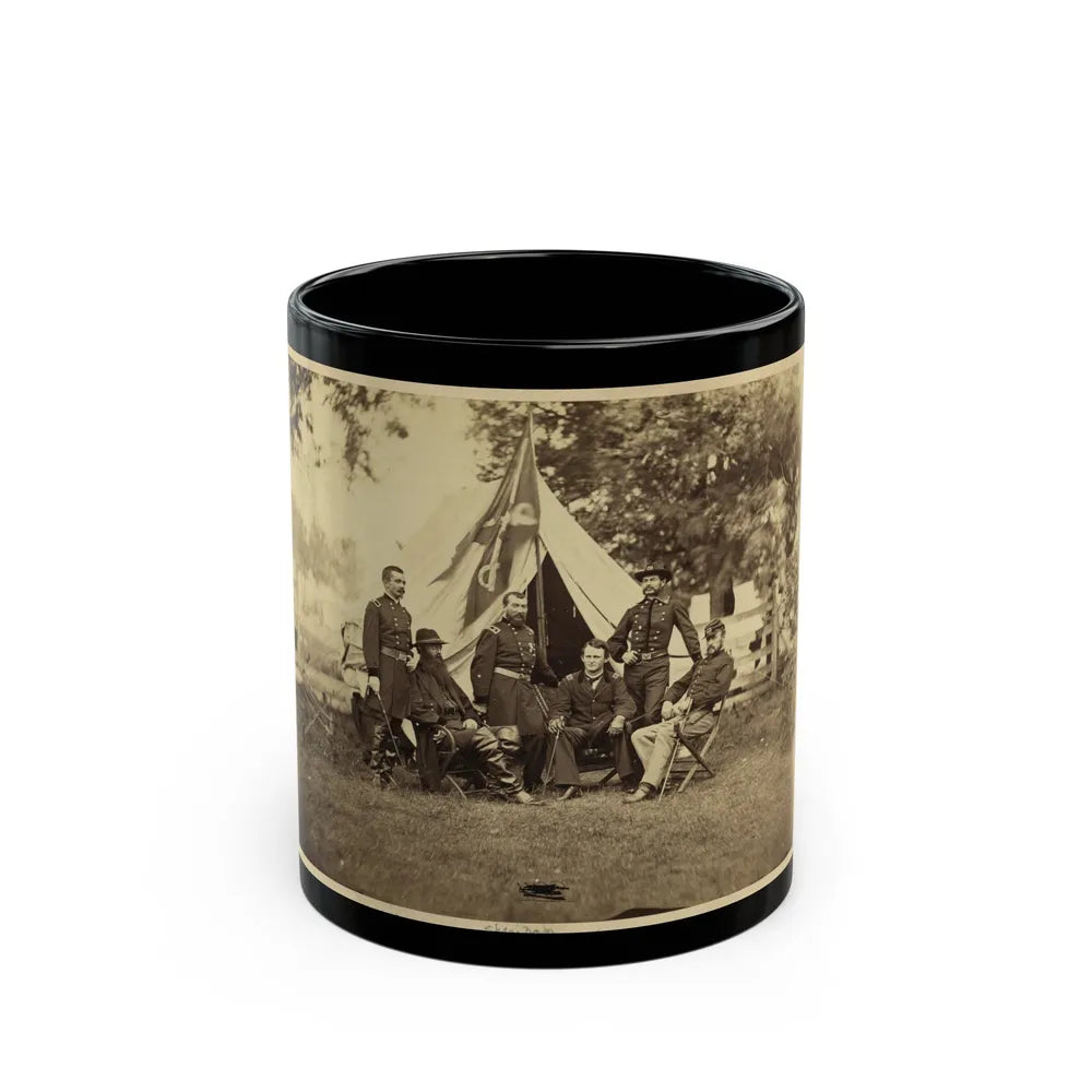 Major General Philip Sheridan And His Generals In Front Of Sheridan's Tent (U.S. Civil War) Black Coffee Mug-11oz-Go Mug Yourself