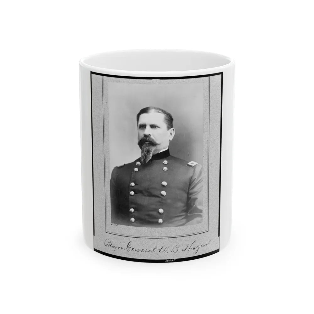 Major General W.B. Hazen, Half-Length Portrait, Facing Left (U.S. Civil War) White Coffee Mug-11oz-Go Mug Yourself