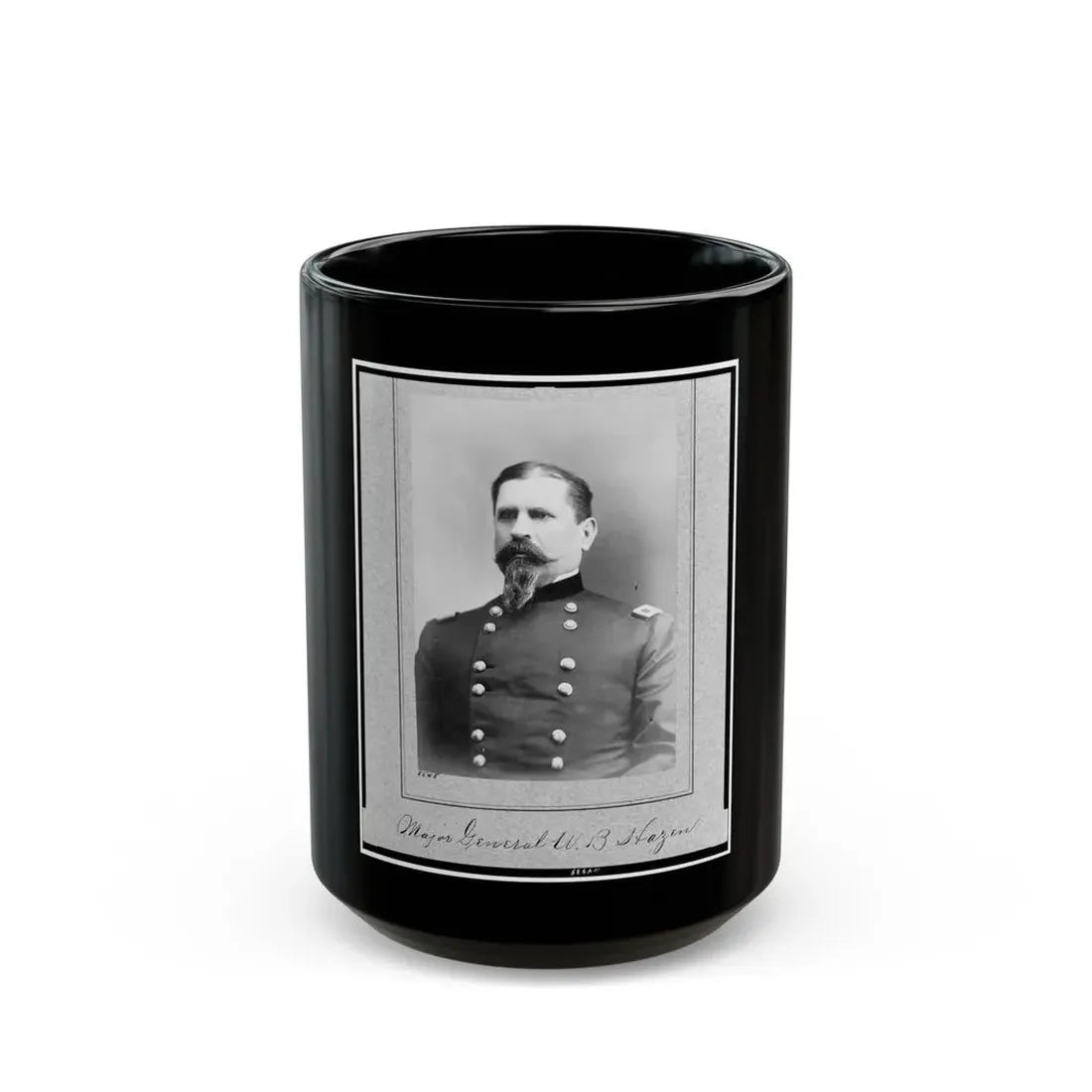 Major General W.B. Hazen, Half-Length Portrait, Facing Left (U.S. Civil War) Black Coffee Mug 15oz - Go Mug Yourself
