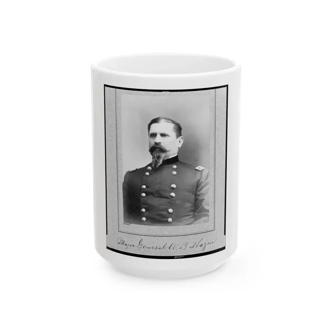 Major General W.B. Hazen, Half-Length Portrait, Facing Left (U.S. Civil War) White Coffee Mug 15oz - Go Mug Yourself
