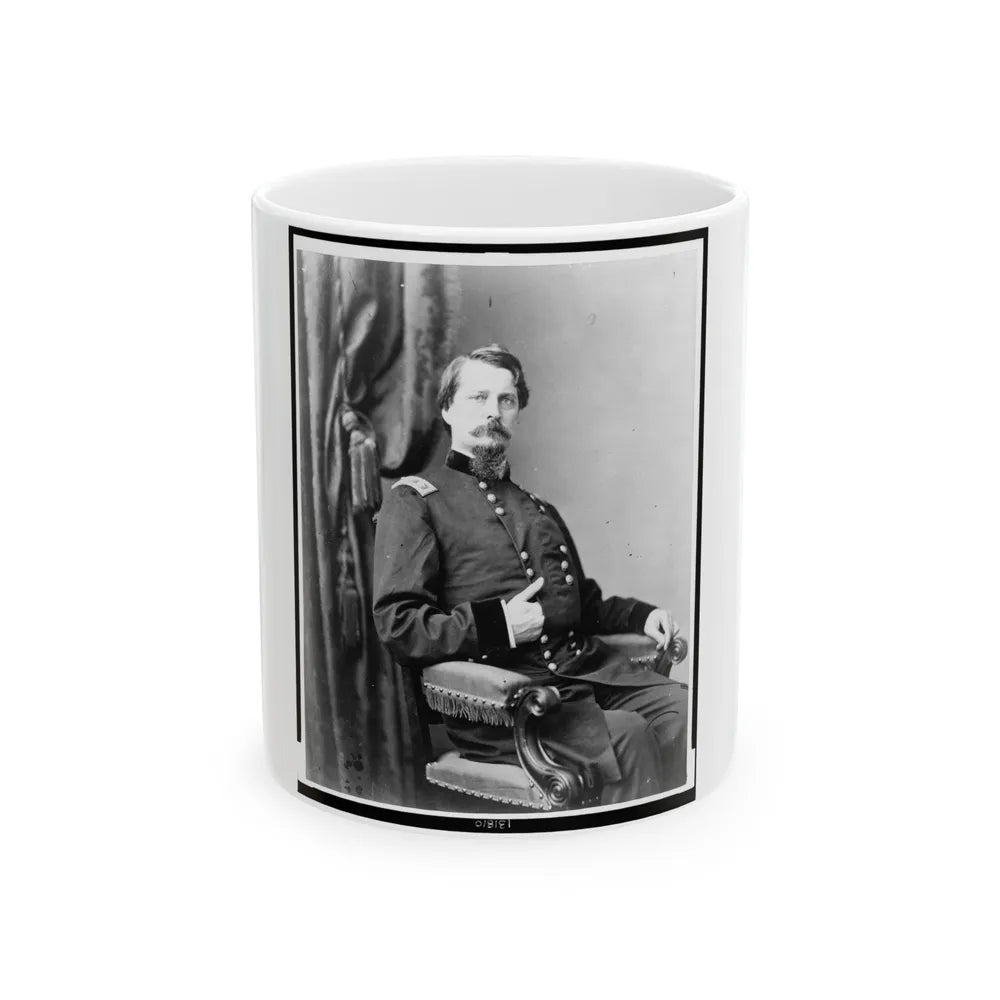 Major General Winfield S. Hancock, Three-Quarter Length Portrait, Seated, Facing Front (U.S. Civil War) White Coffee Mug-11oz-Go Mug Yourself