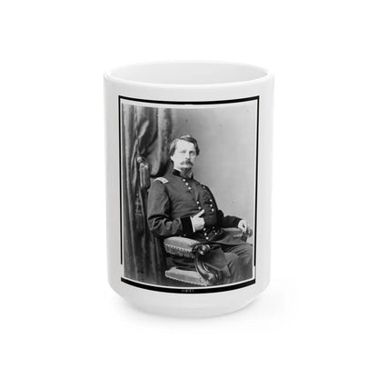 Major General Winfield S. Hancock, Three-Quarter Length Portrait, Seated, Facing Front (U.S. Civil War) White Coffee Mug-15oz-Go Mug Yourself