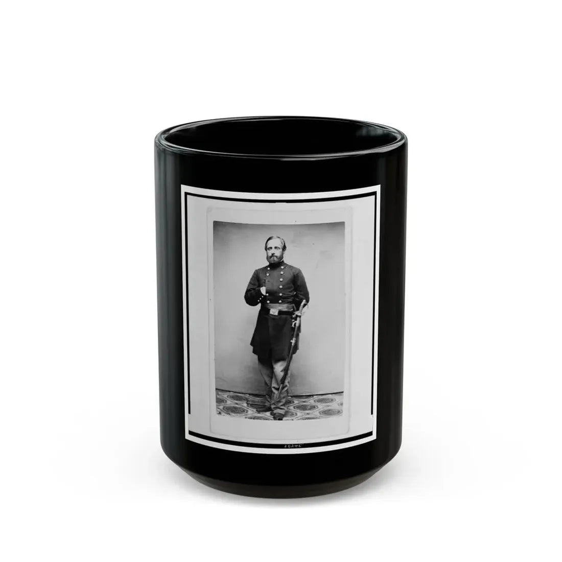 Major Sidney Coolidge, U.S.A., In Uniform, Full-Length Portrait, Facing Front (U.S. Civil War) Black Coffee Mug 15oz - Go Mug Yourself