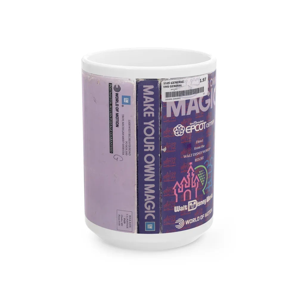 MAKE YOUR OWN MAGIC WALT DISNEY WORLDS EPCOT CENTER (VHS COVER) - White Coffee Mug-15oz-Go Mug Yourself