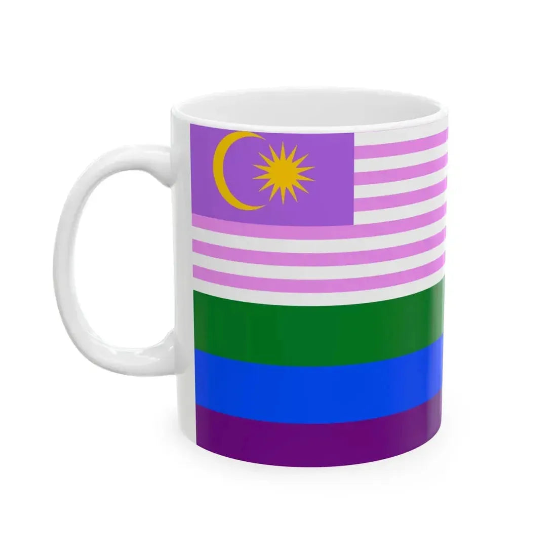 Malaysia Bisexual Rainbow Flag (Malaysia) White Coffee Mug - Go Mug Yourself