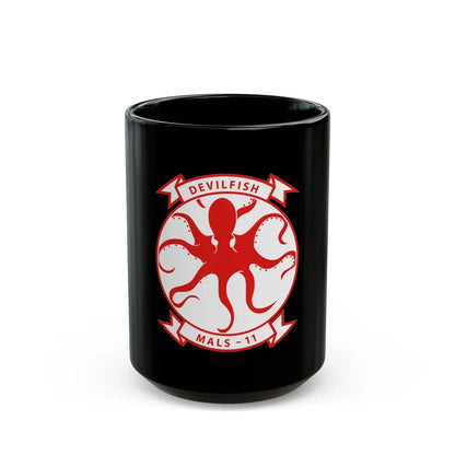 MALS 11 Devilfish 2 (USMC) Black Coffee Mug-15oz-Go Mug Yourself